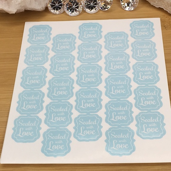 100 Blue Sealed with Love Stickers - Picture 3 of 6